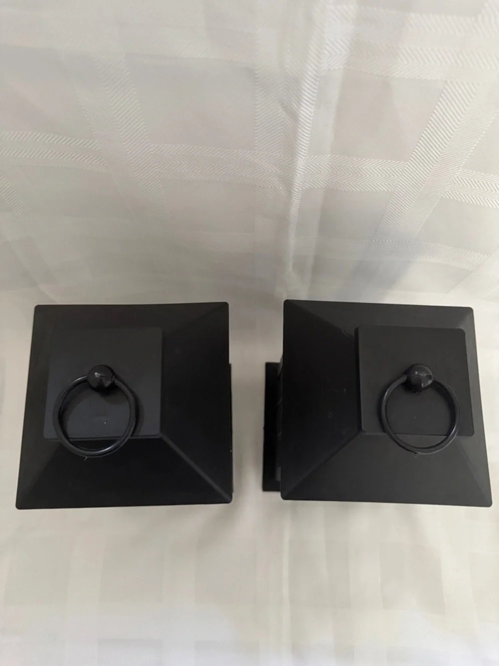 Black Plastic Wall Lanterns with Glass Warm LED Candles - Set of 2 with Timer